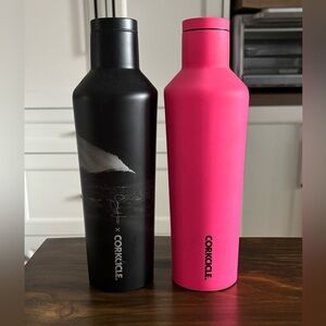 Corkcicle Black and Pink Bottles